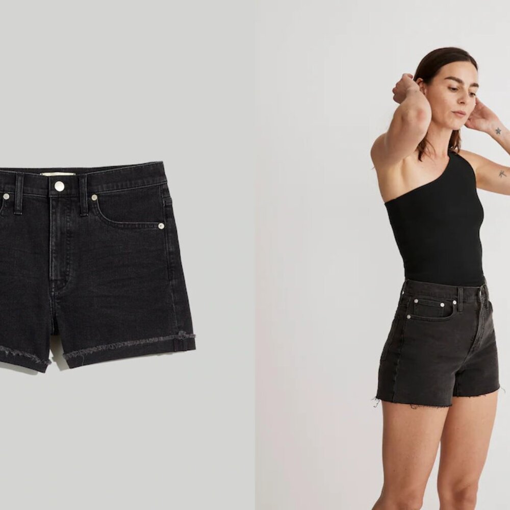 MADEWELL high rise denim shorts in lunar wash (sz29)